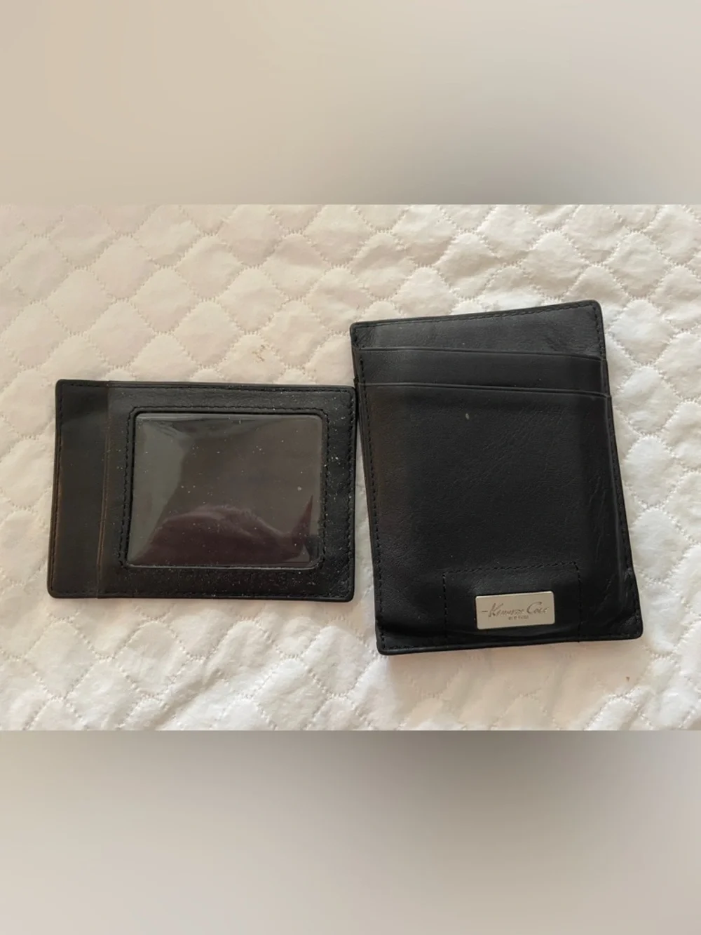 Kenneth Cole Black Leather Card Holder and Wallet Set